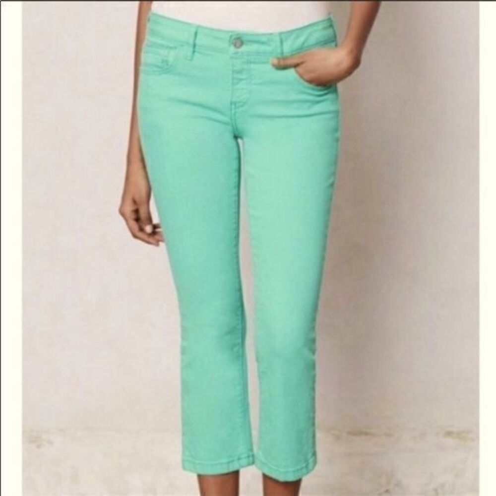 Pilcro and the letterpress | anthro mint green cropped jeans 26